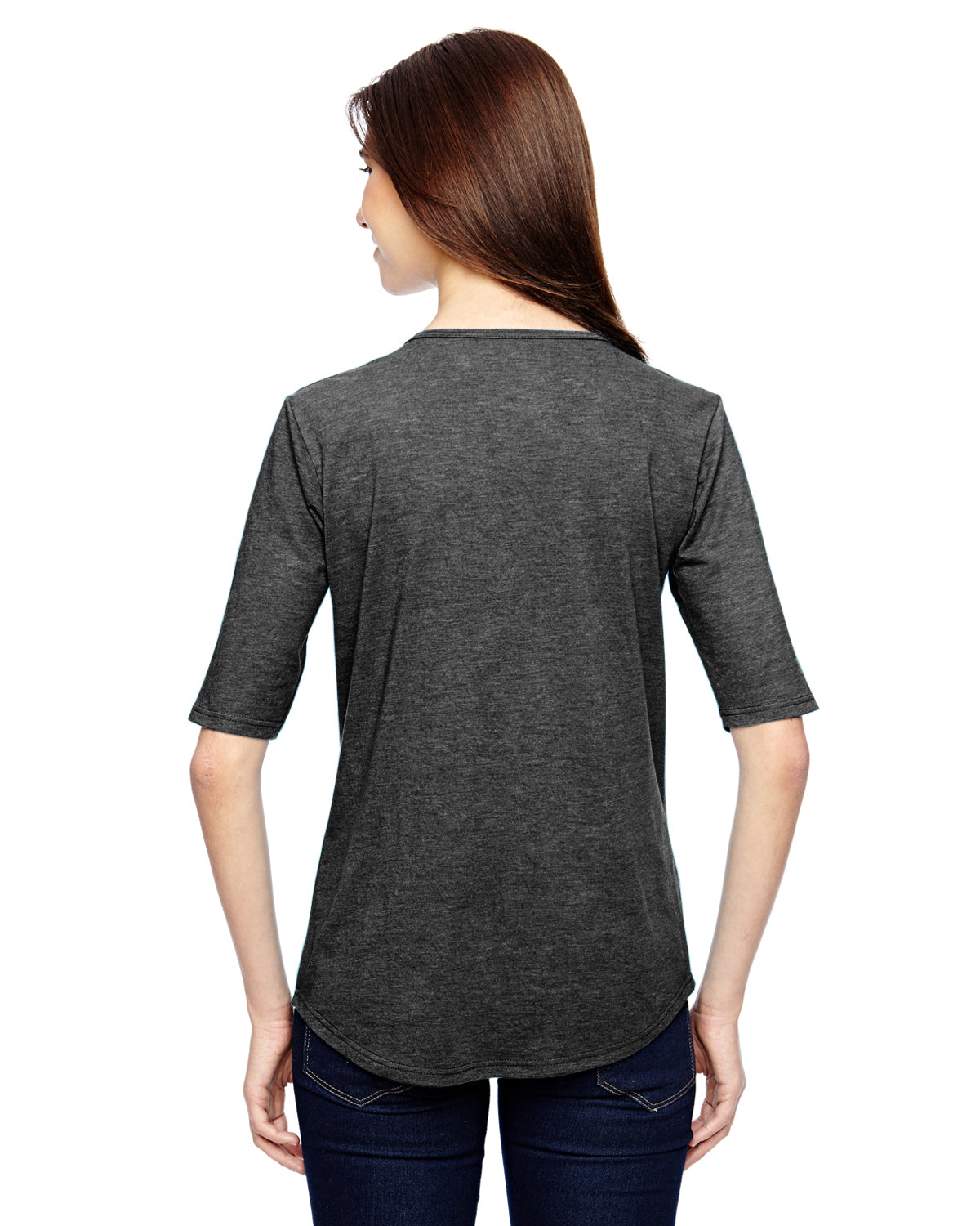 Women's Triblend Deep Scoop 1/2-Sleeve T-Shirt - Heather Dark Gray