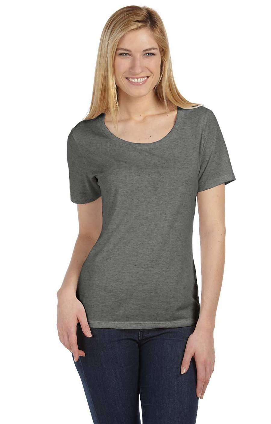 Missy Short-Sleeve Scoop Neck T-Shirt - Gray Triblend