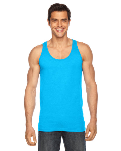 Unisex Poly-Cotton Tank - Neon Heather Blue