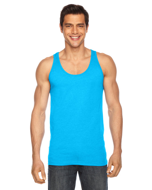 Unisex Poly-Cotton Tank - Neon Heather Blue