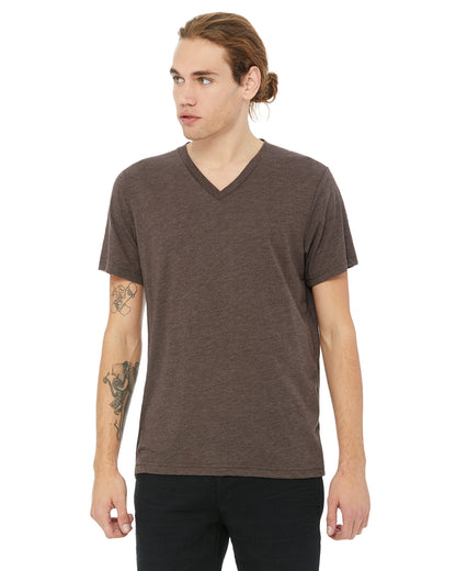 Unisex Triblend V-Neck T-Shirt - Brown Triblend