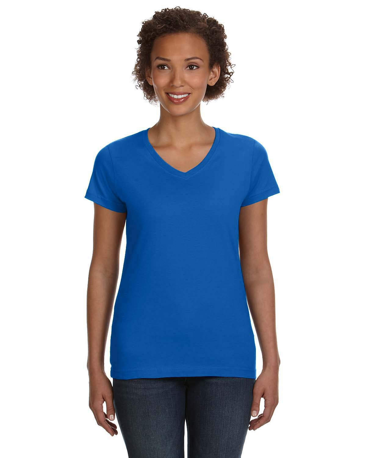 Women's V-Neck Fine Jersey T-Shirt - Royal