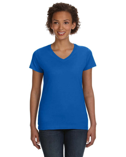 Women's V-Neck Fine Jersey T-Shirt - Royal