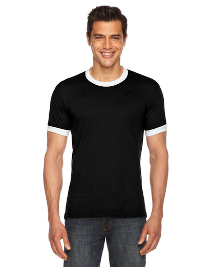 UNISEX Poly-Cotton Short-Sleeve Ringer T-Shirt - Black / White