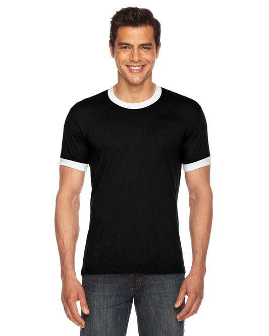 UNISEX Poly-Cotton Short-Sleeve Ringer T-Shirt - Black / White