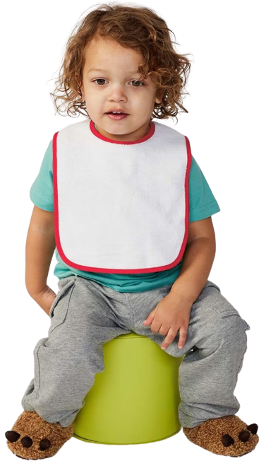 Infant Contrast Trim Terry Bib - White / Red