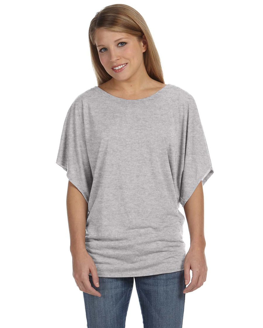 Women's Flowy Draped Sleeve Dolman T-Shirt - Heather Athletic