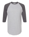 Unisex Fine Jersey Raglan Tee - Heather Gray / Heather Charcoal