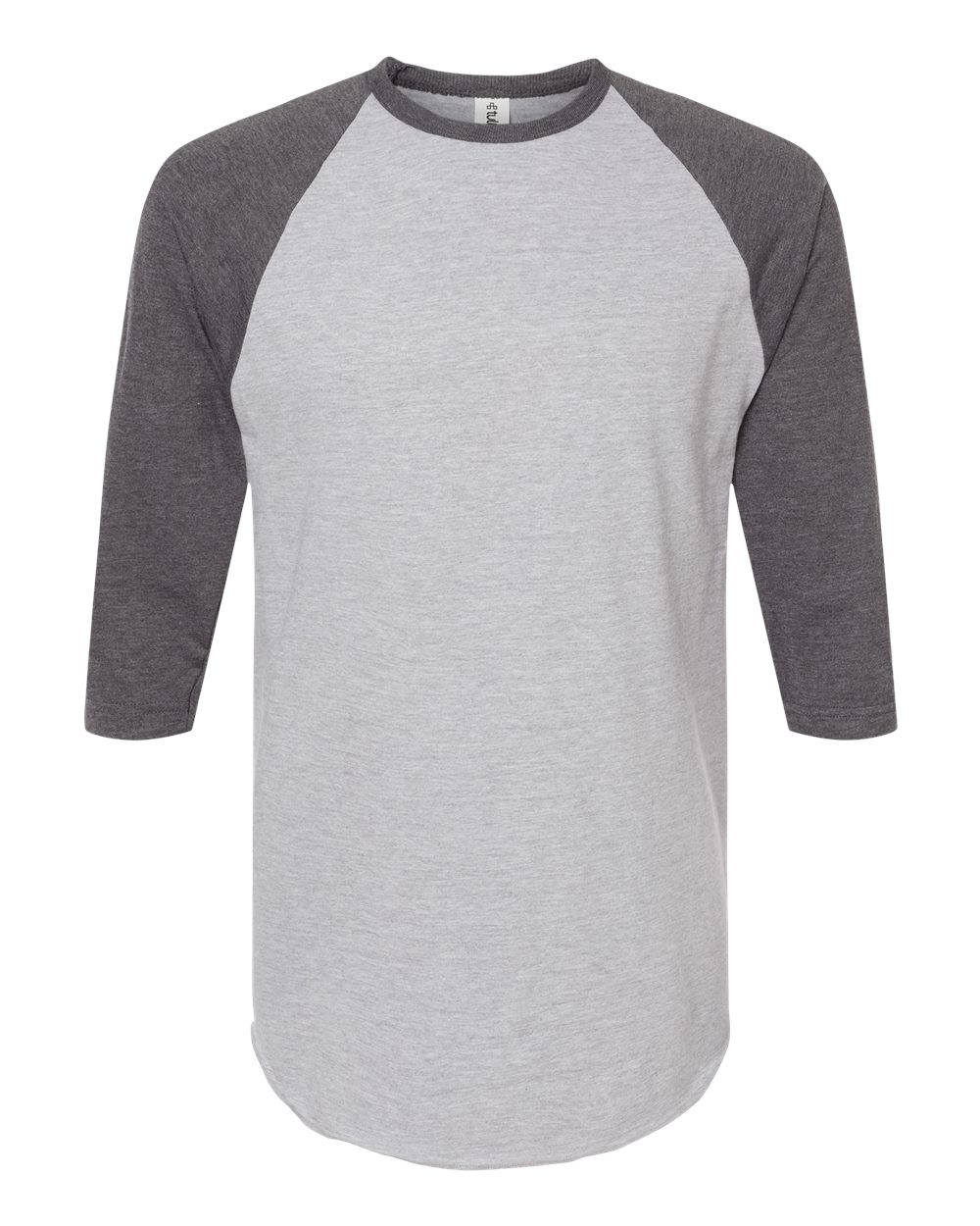 Unisex Fine Jersey Raglan Tee - Heather Gray / Heather Charcoal