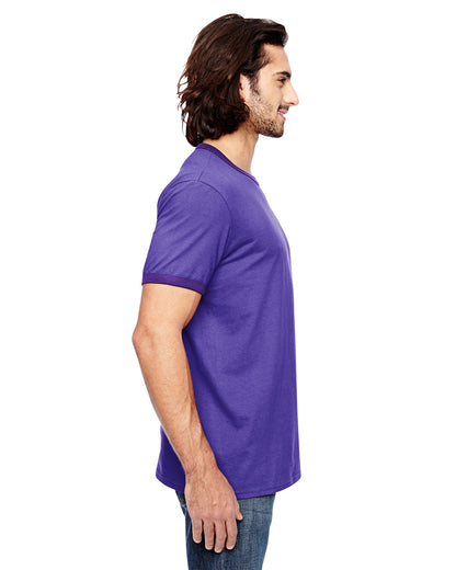 Unisex Lightweight Ringer T-Shirt - Heather Purple / Purple