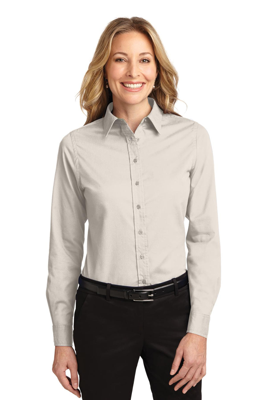 Women's Long Sleeve Easy Care Shirt - Light Stone / Cl Navy