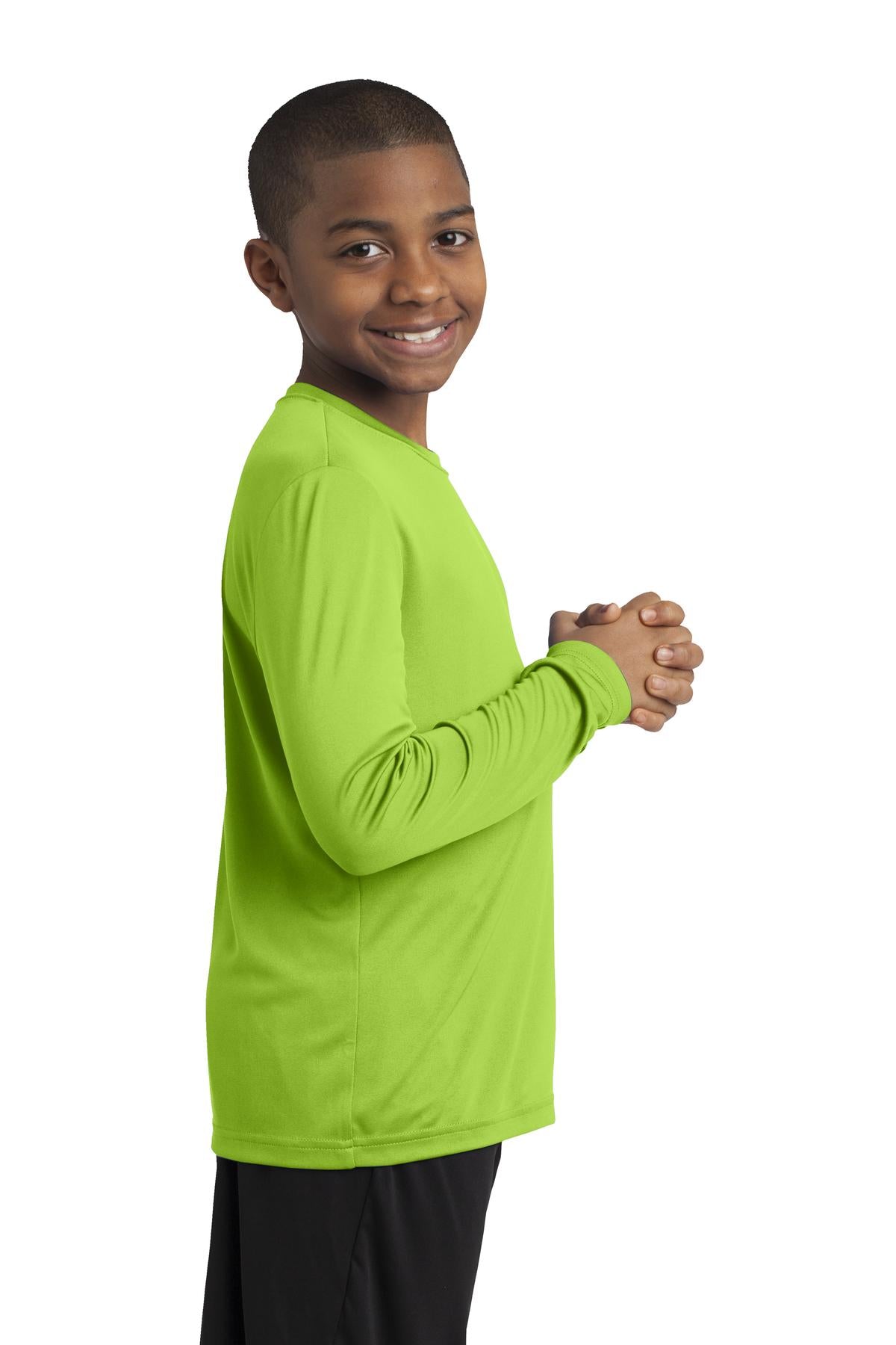 Youth Long Sleeve PosiCharge Competitor Tee - Lime Shock