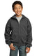 Port & Company PC90YZH - Youth Core Fleece Full-Zip Hoodie - Dark Heather Gray
