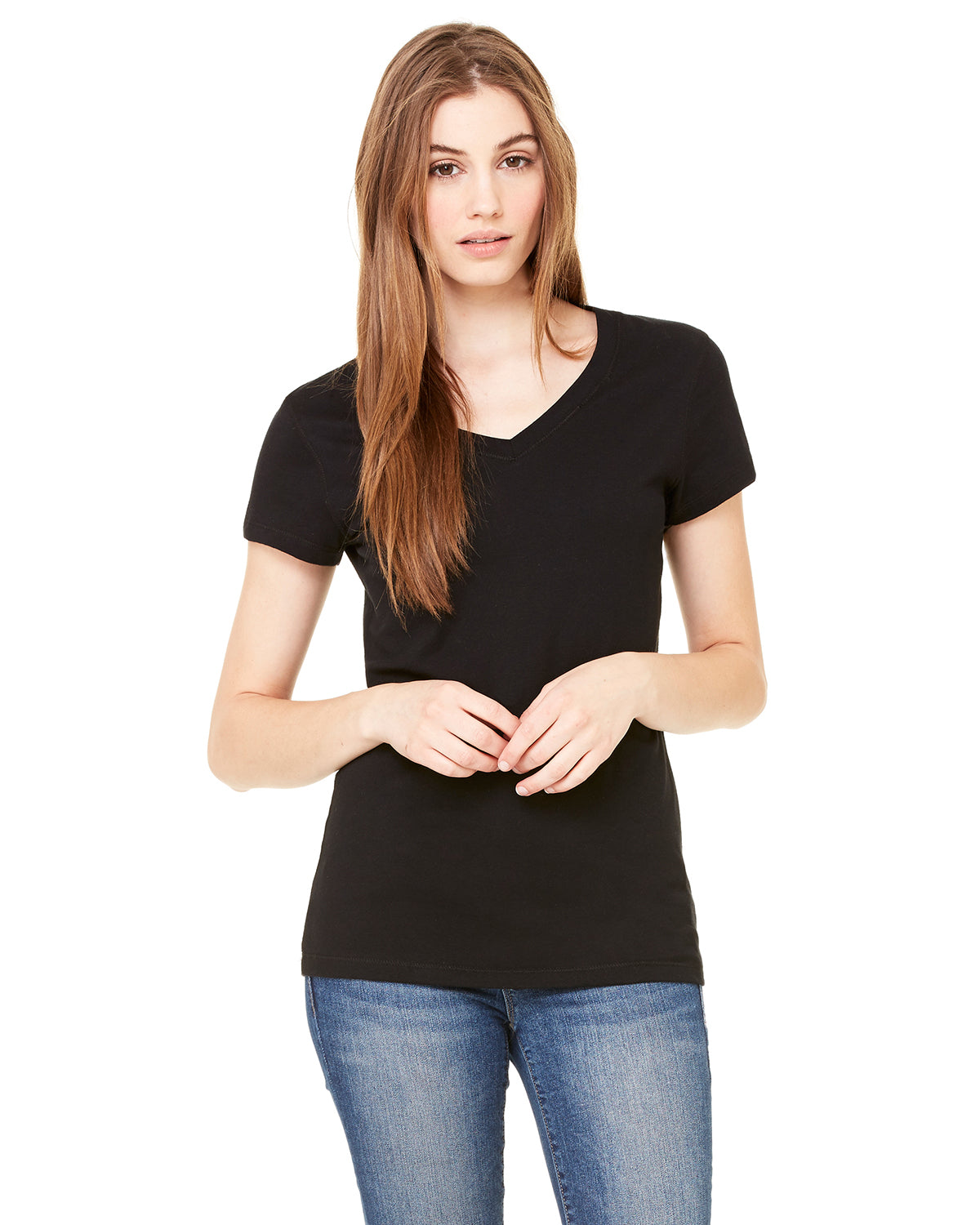 Women's Jersey Short-Sleeve V-Neck T-Shirt - Black