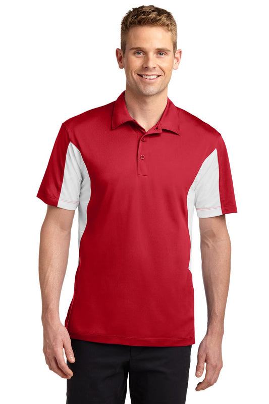 Men's Side Blocked Micropique Sport-Wick Polo - True Red / White