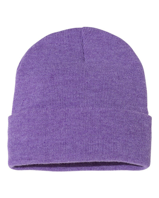 12" Solid Knit Beanie - Heather Purple