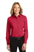 Women's Long Sleeve Easy Care Shirt - Red / Light Stone