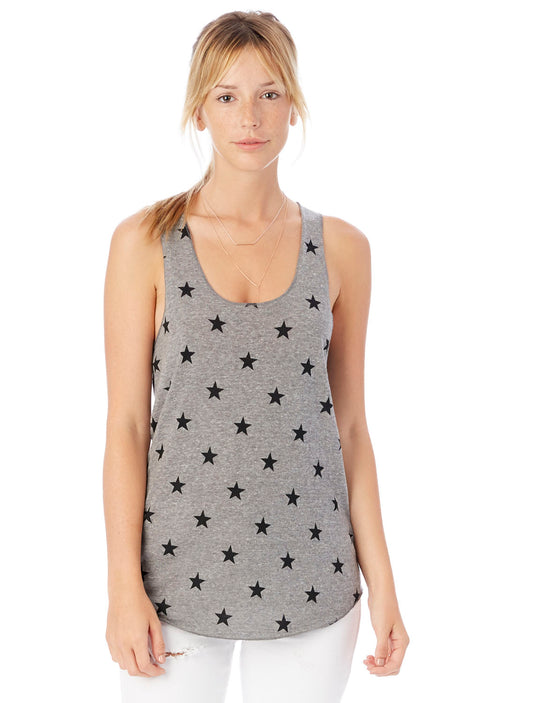 Women's Meegs Printed Racerback Eco-Jersey™ Tank - Eco Gray Stars