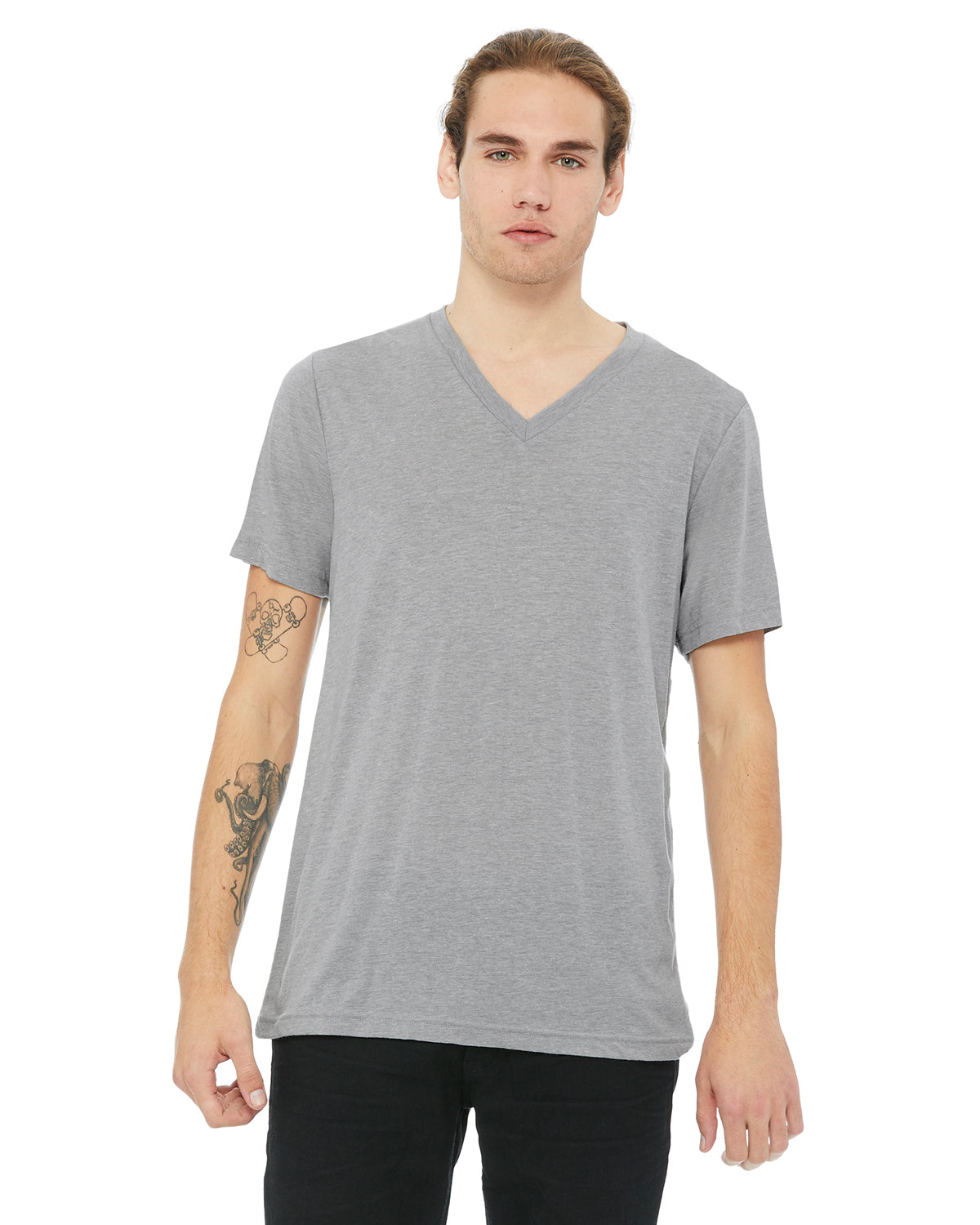 Unisex Triblend V-Neck T-Shirt - Athletic Gray Triblend