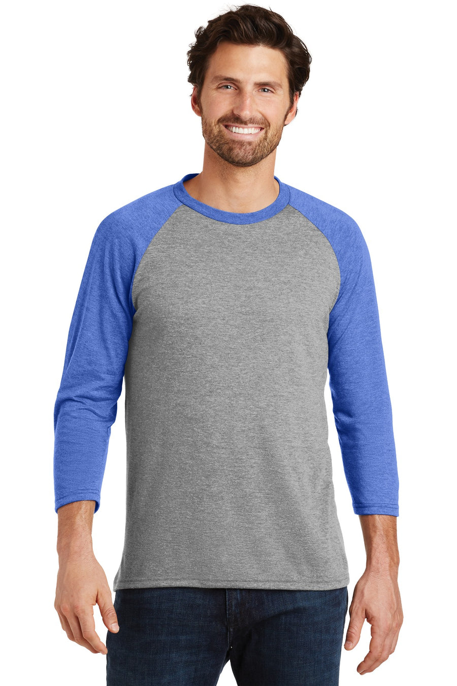 Unisex Perfect Tri 3/4-Sleeve Raglan - Royal Fr / Gray French