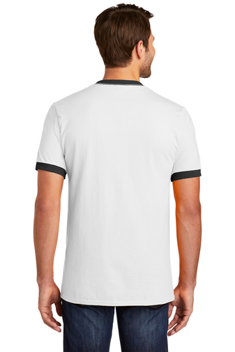 Unisex Core Cotton Ringer Tee - White / Jet Black