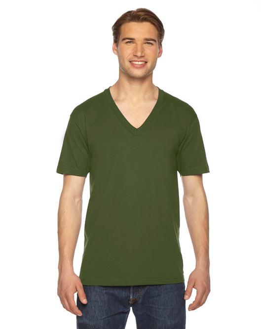 Unisex Fine Jersey Short-Sleeve V-Neck T-Shirt - Olive