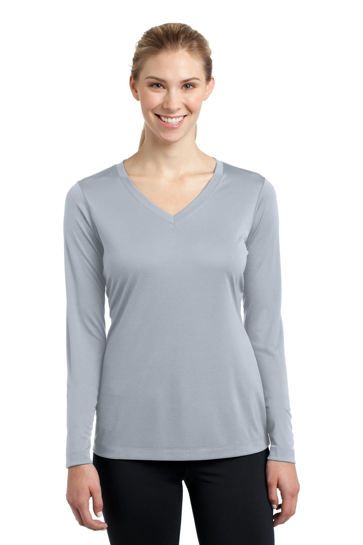 Women's Long Sleeve PosiCharge Competitor V-Neck Tee - Silver