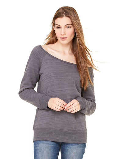 Women's Sponge Fleece Wide Neck Sweatshirt - Dark Gray Marble Fleece