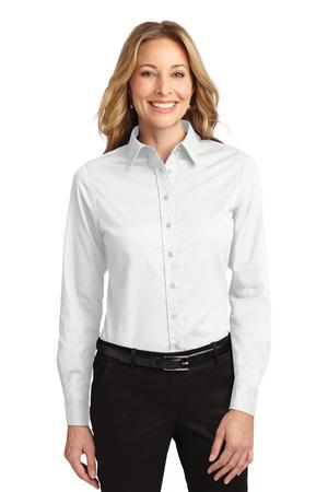 Women's Long Sleeve Easy Care Shirt - White / Light Stone