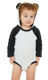 Rabbit Skins 4418RA - Infant Long Sleeve Fine Jersey Bodysuit With Ears - White / Black
