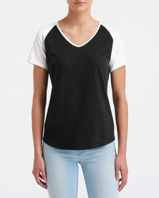 Women's Tri-Blend Raglan T-Shirt - Black / White