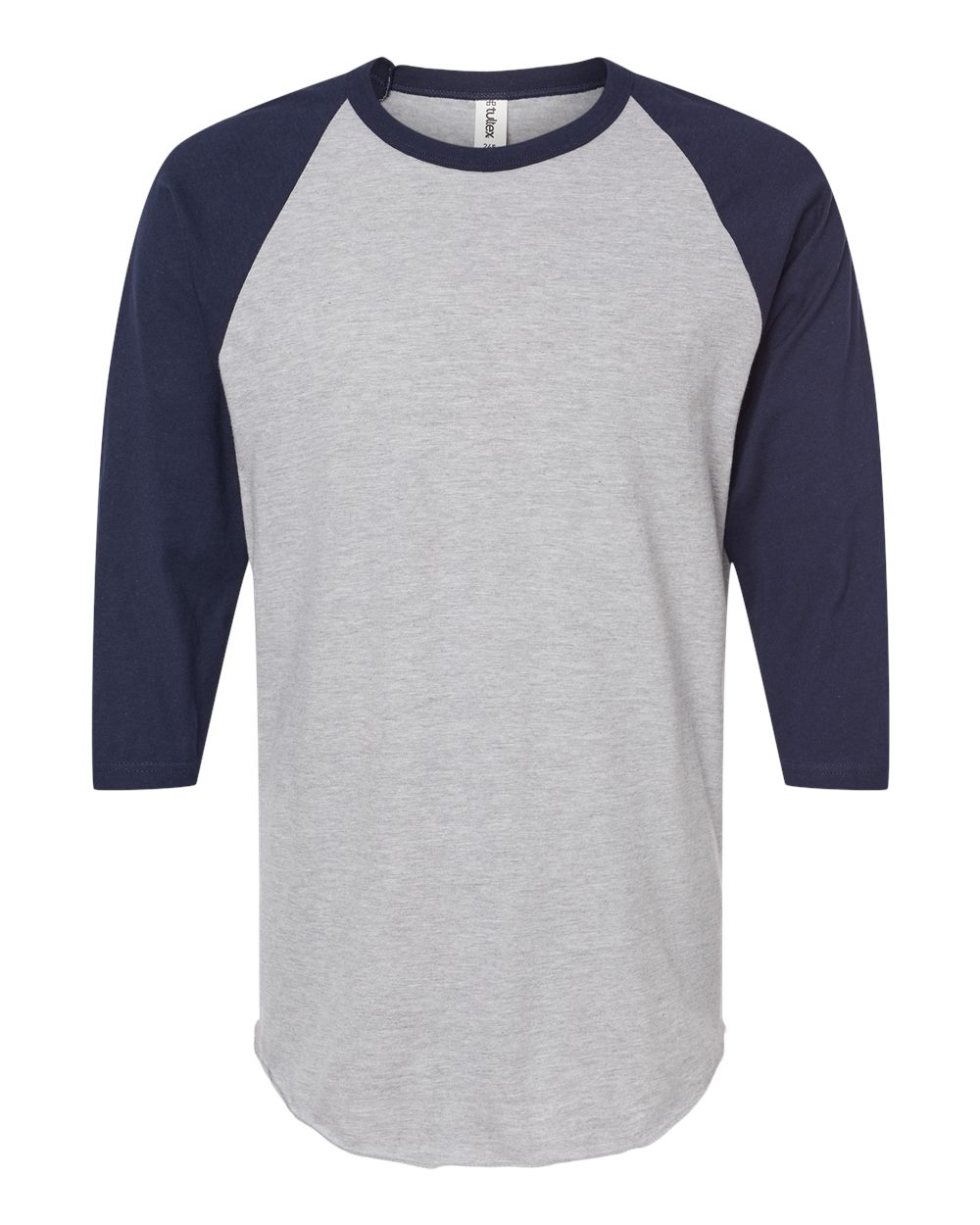 Unisex Fine Jersey Raglan Tee - Heather Gray / Navy