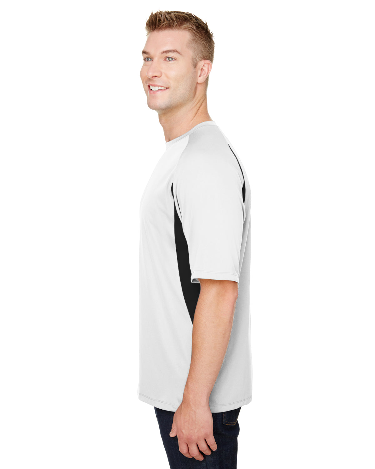Men's Cooling Performance Color Blocked T-Shirt - White / Black