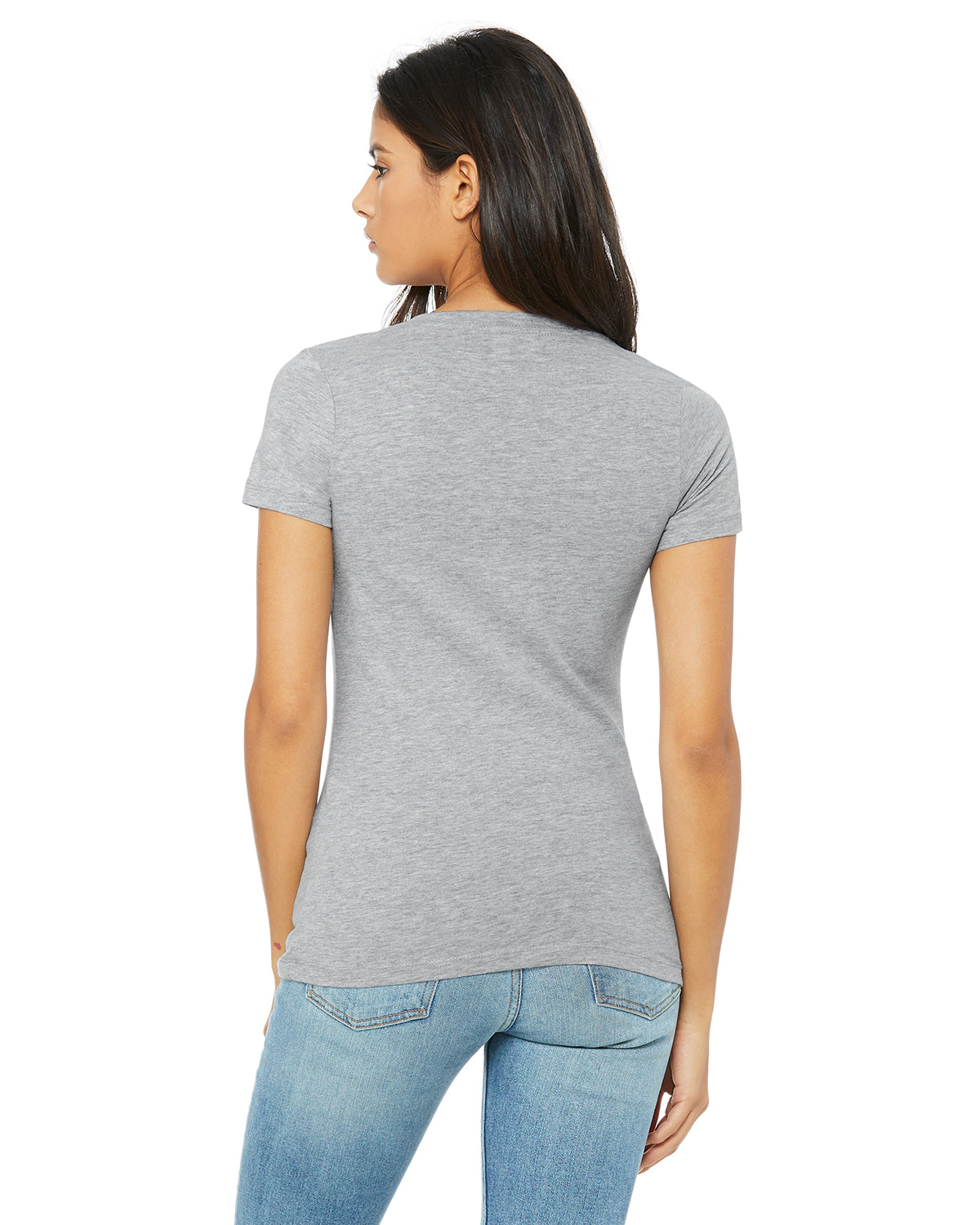 Ladies' Jersey Short-Sleeve Deep V-Neck T-Shirt - Heather Athletic