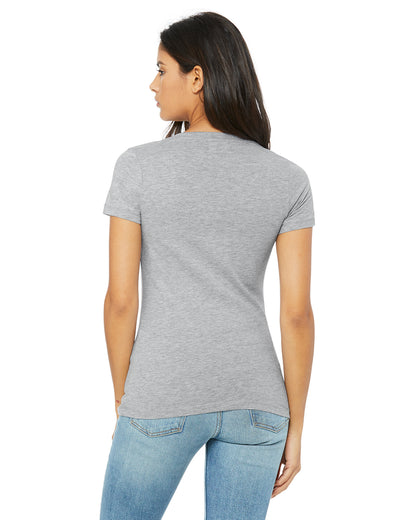 Ladies' Jersey Short-Sleeve Deep V-Neck T-Shirt - Heather Athletic