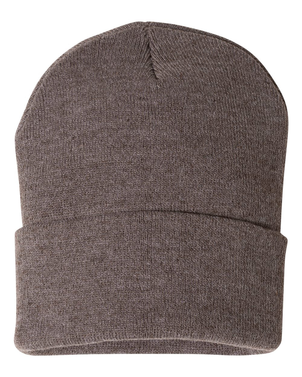 12" Solid Knit Beanie - Heather Brown