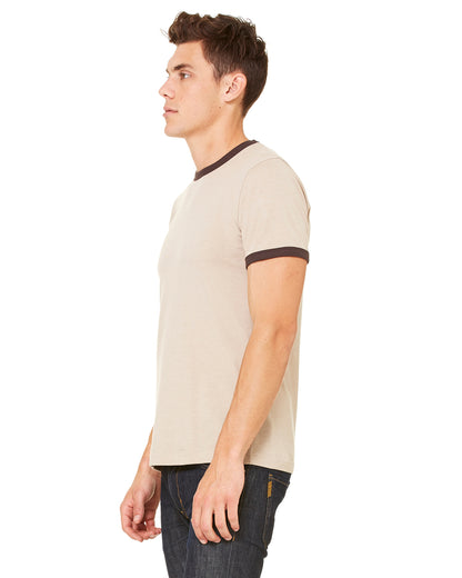 Men's Jersey Short-Sleeve Ringer T-Shirt - Heather Tan / Brown