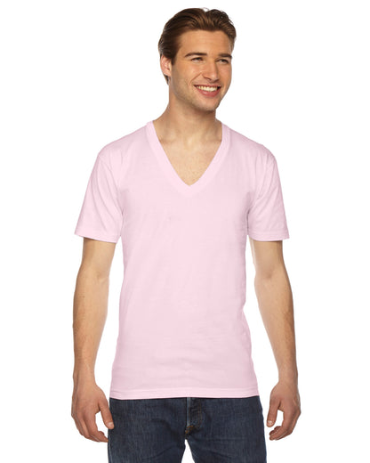 Unisex Fine Jersey Short-Sleeve V-Neck T-Shirt - Light Pink