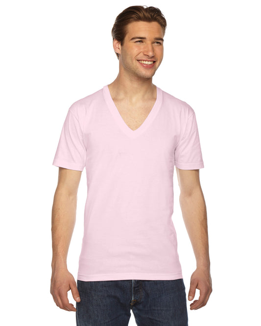 Unisex Fine Jersey Short-Sleeve V-Neck T-Shirt - Light Pink