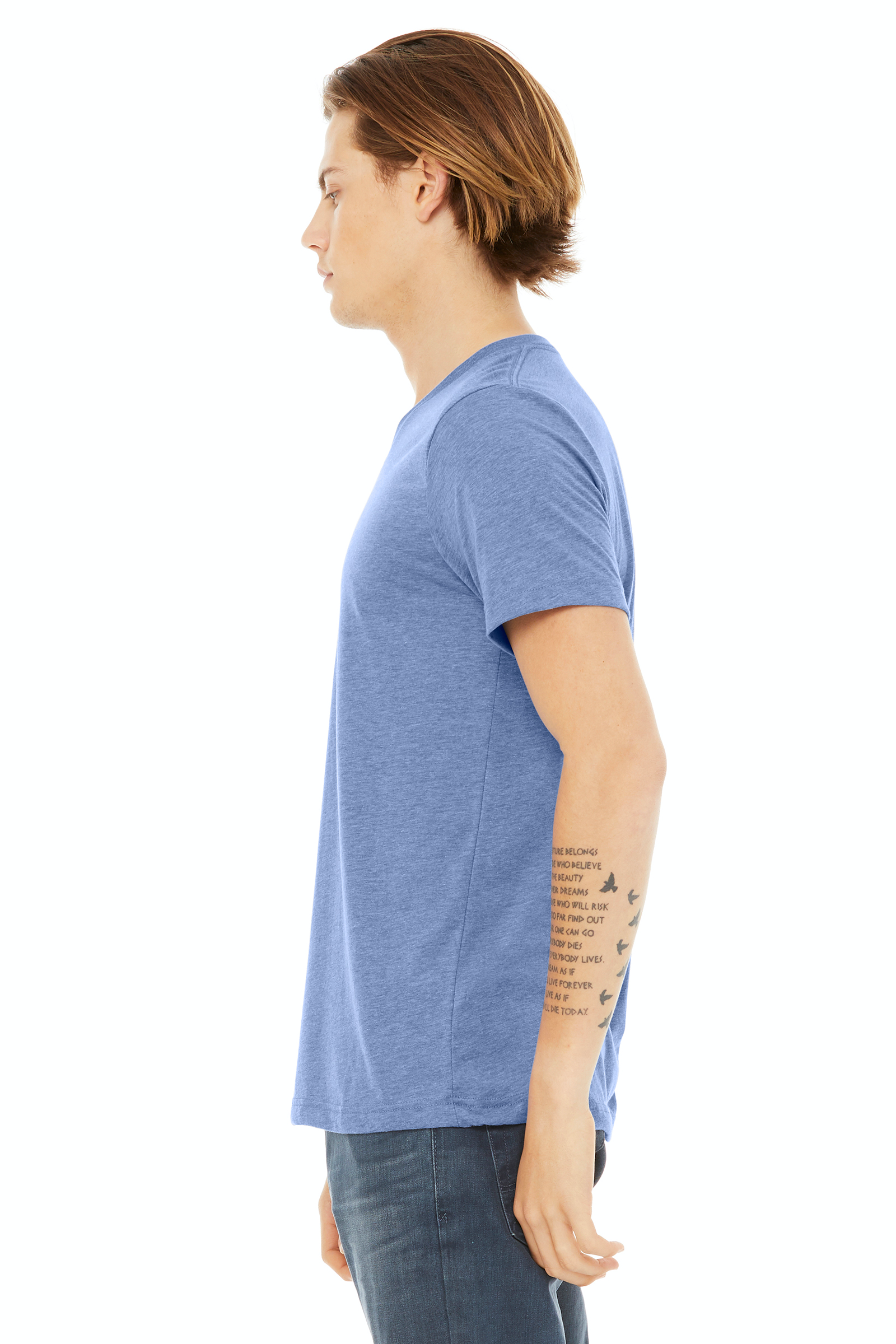 Unisex Triblend V-Neck T-Shirt - Blue Triblend