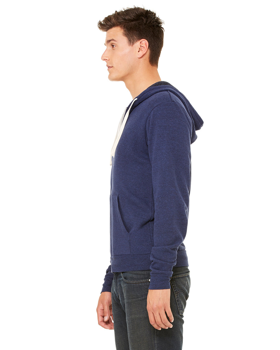 Unisex Triblend Sponge Fleece Full-Zip Hoodie - Navy Triblend