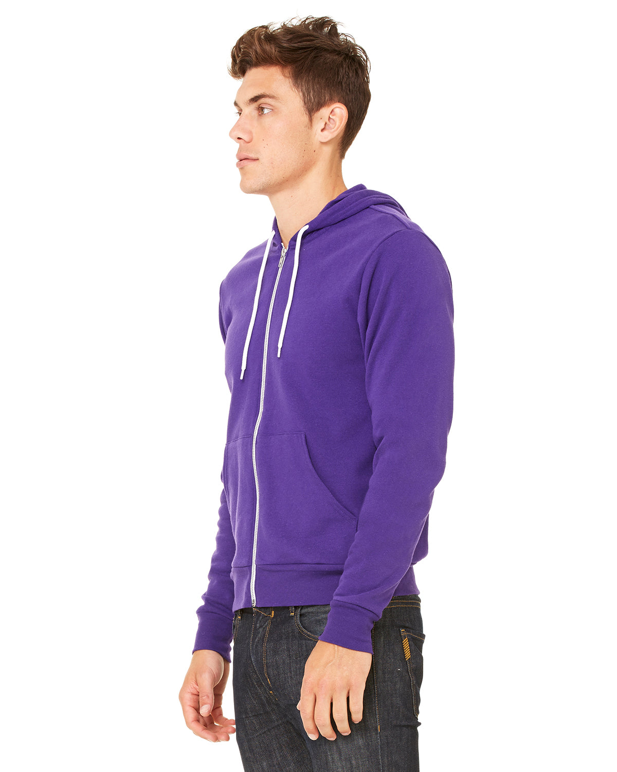 Unisex Poly-Cotton Sponge Fleece Full-Zip Hoodie - Team Purple