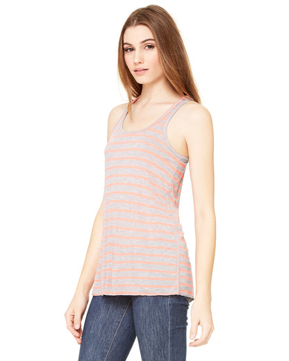Women's Flowy Racerback Tank - Heather Striped Athletic / Neon Pink
