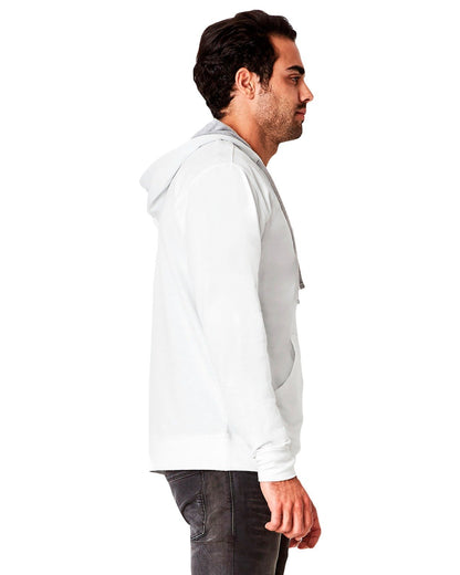 Unisex French Terry Zip Hoodie - White / Heather Gray