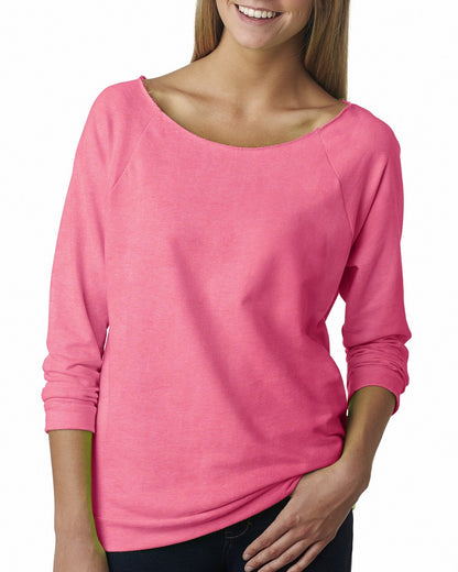 Women's French Terry 3/4-Sleeve Raglan - Neon Heather Pink
