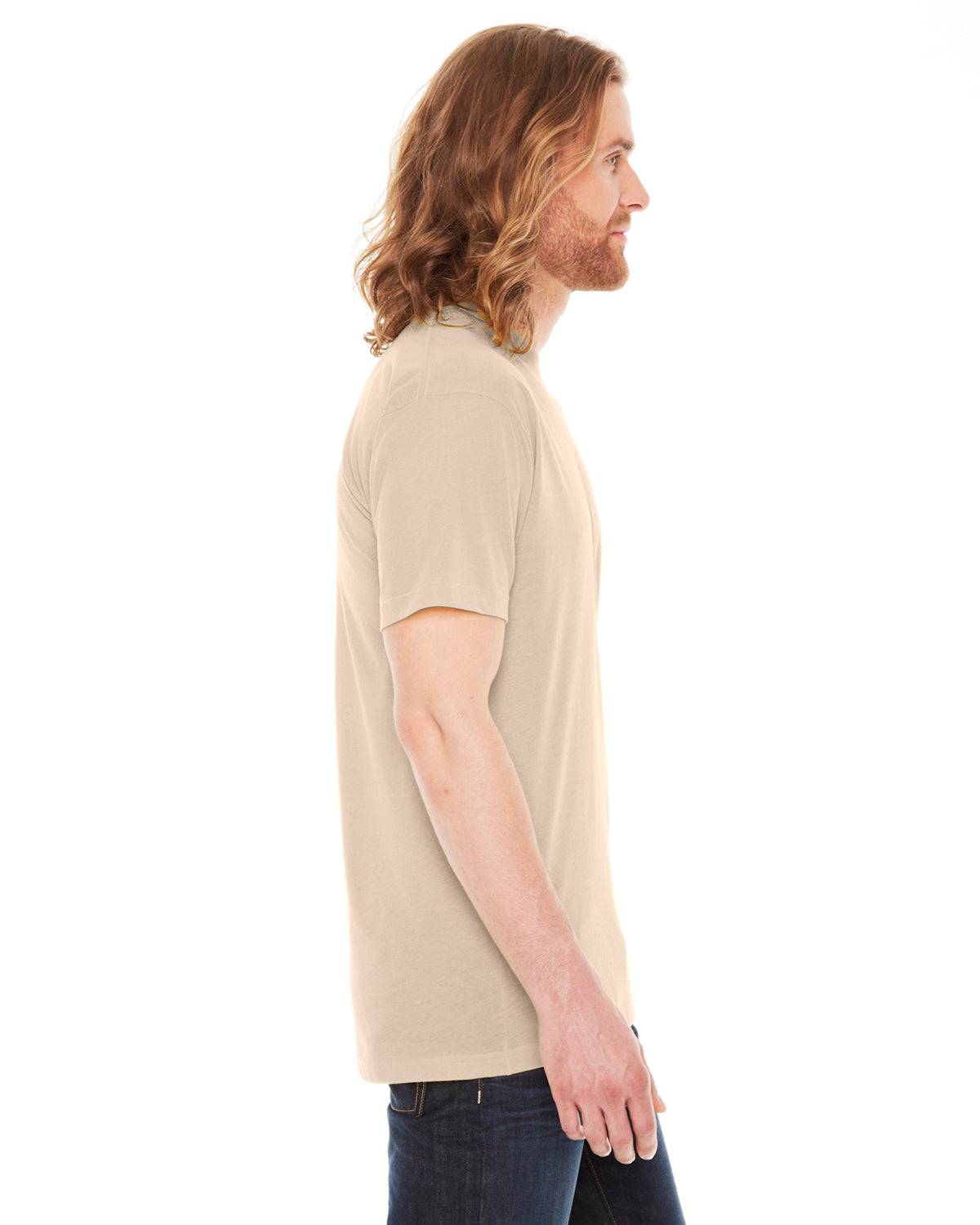 Unisex Poly-Cotton Short-Sleeve Crewneck - Creme