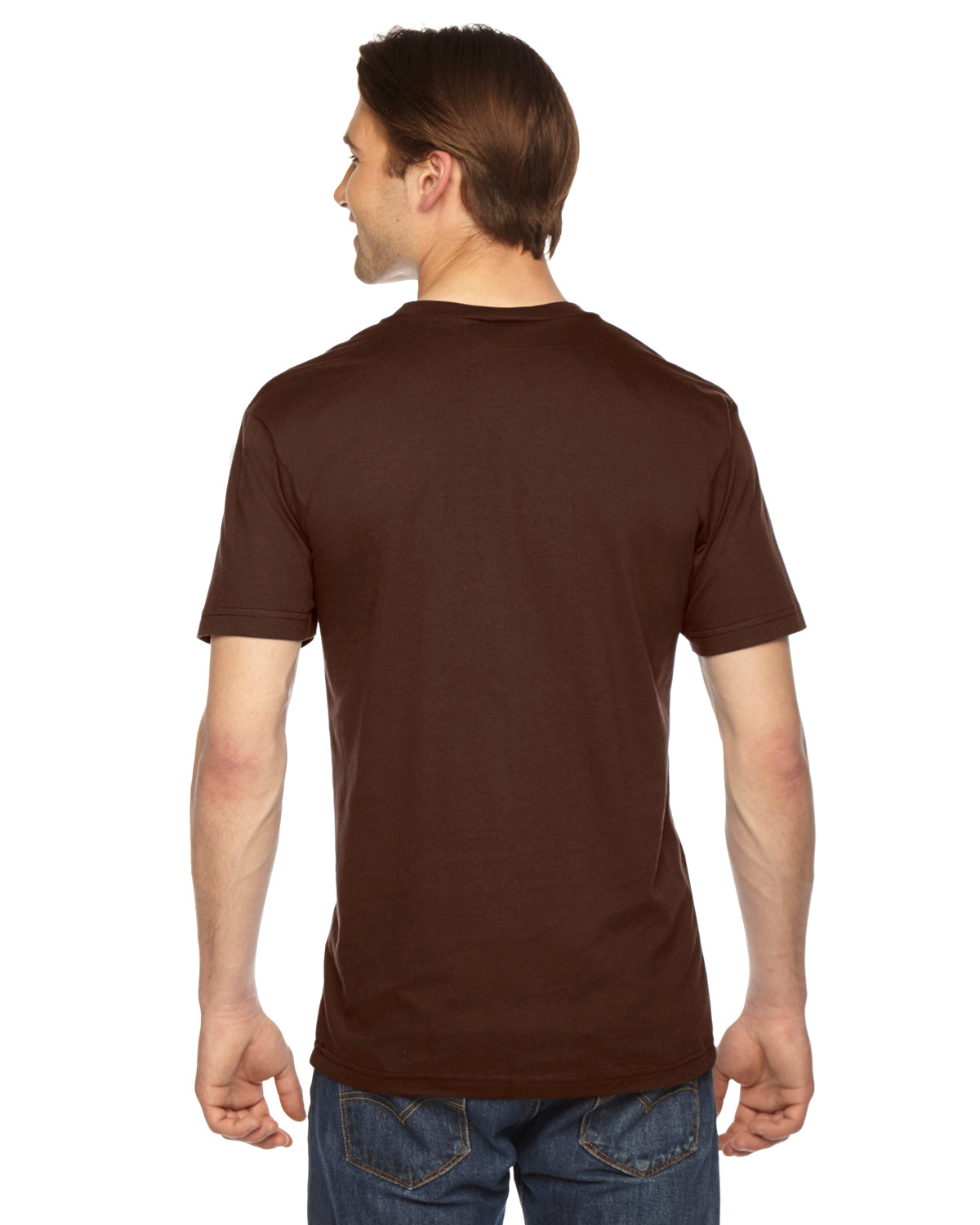 Unisex Fine Jersey Short-Sleeve V-Neck T-Shirt - Brown