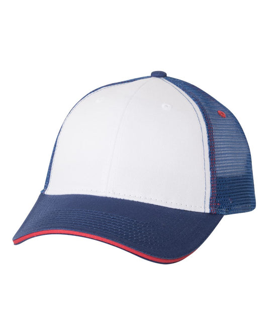 Sandwich Trucker Cap - White / Royal / Red