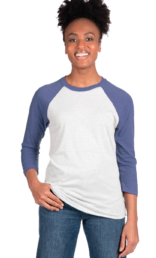 Unisex Triblend 3/4-Sleeve Raglan - Vintage Royal / Heather White