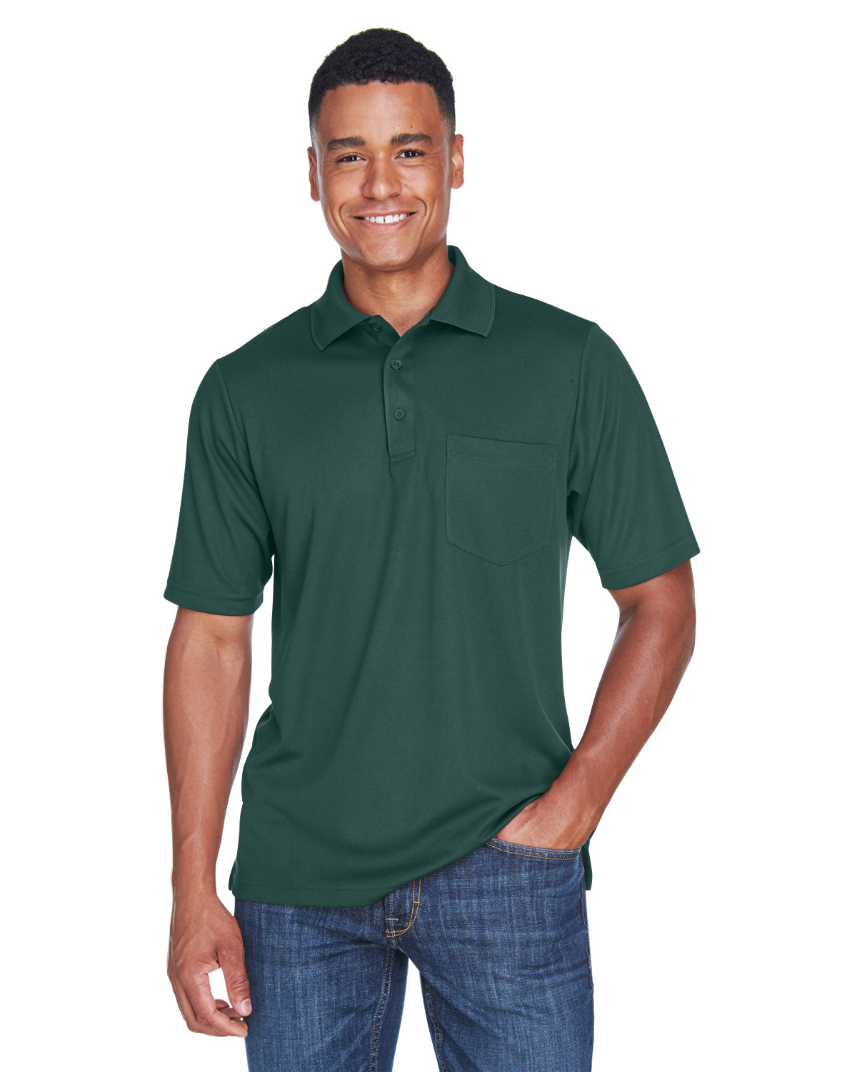 Men's Origin Performance Piqué Polo with Pocket - Forest 630